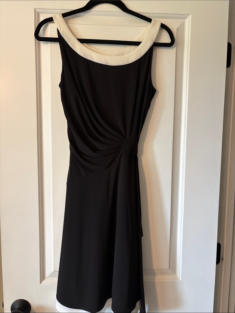 Chaps Black Dress with White Contrast Neckline